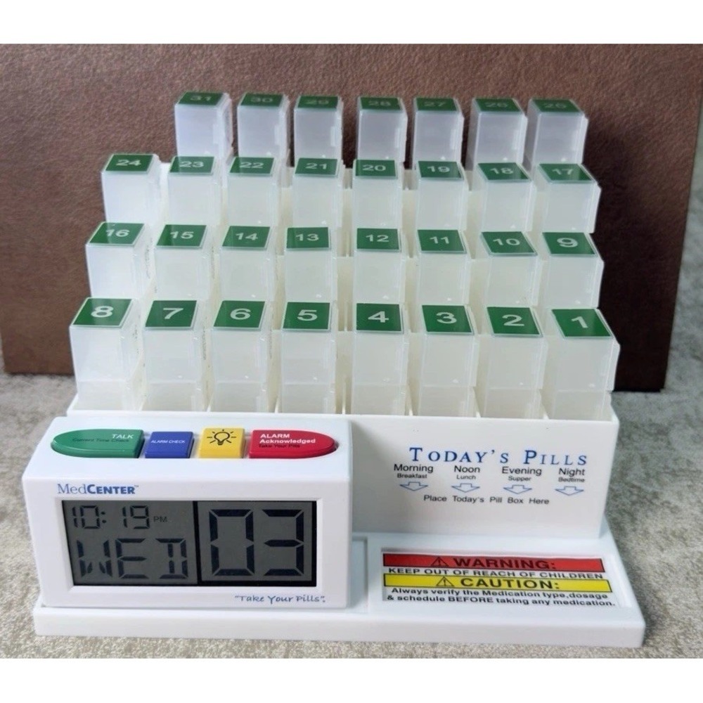 30 Day Pill Organizer W/ Talking Alarm Clock Medication Reminder System